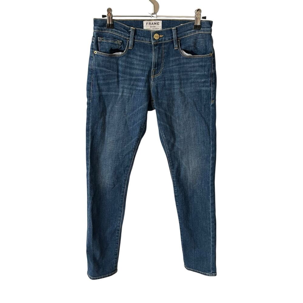 Frame Womens 24 Le Garcon Skinny Jeans Blue Denim Jean Mid Rise Casual Basic